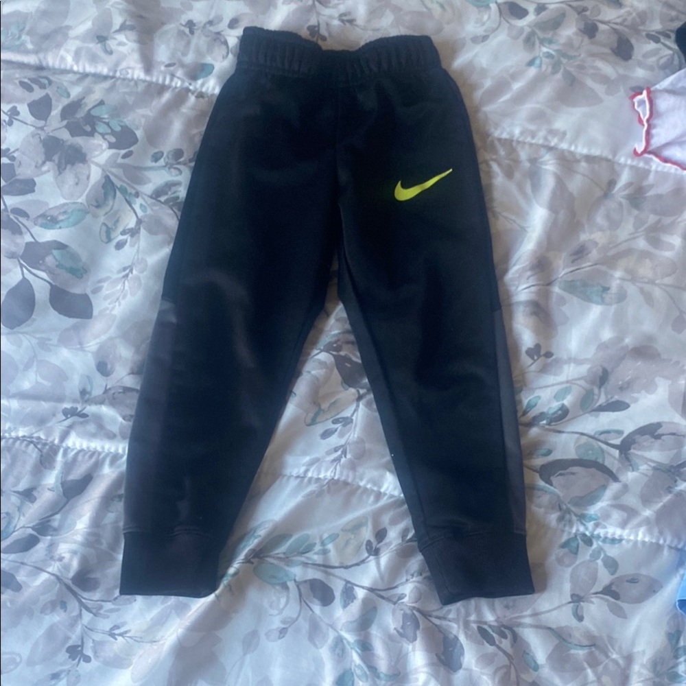Kids Black Joggers with Neon Green Logo